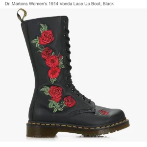 Dr. Martens Floral Embroidered Women's 1914 Vonda Lace Up Boot, Black, size 7