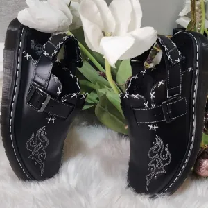 Dr Martens Jorge II western gothic mules in black leather Mens Shoes size12 New