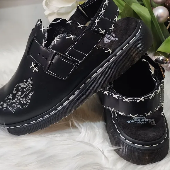 Dr Martens Jorge II western gothic mules in black leather Mens Shoes size12 New