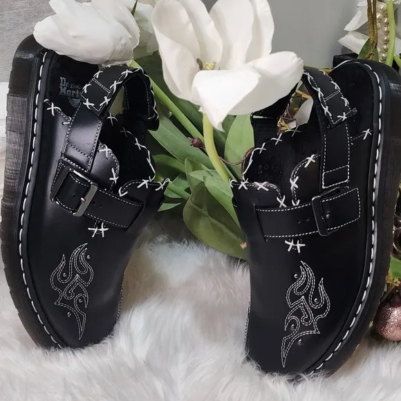Dr Martens Jorge II western gothic mules in black leather Mens Shoes size12 New