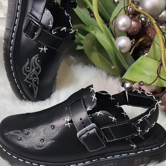 Dr Martens Jorge II western gothic mules in black leather Mens Shoes size12 New