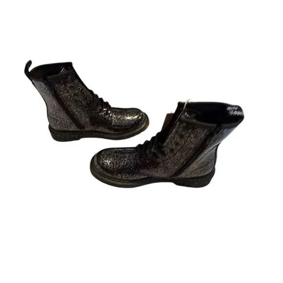 Dr. Martens Kids 1460 Black Glitter Lace Up Ankle Boots Size 6