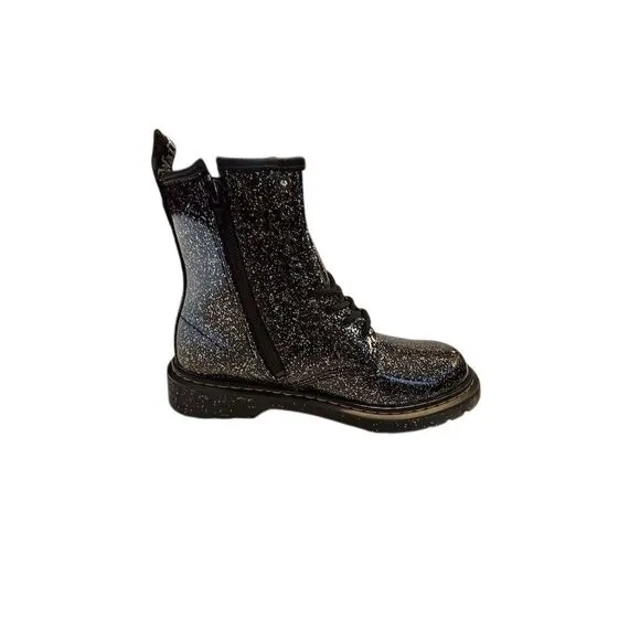 Dr. Martens Kids 1460 Black Glitter Lace Up Ankle Boots Size 6