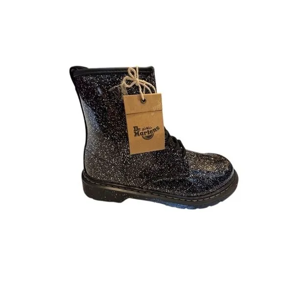 Dr. Martens Kids 1460 Black Glitter Lace Up Ankle Boots Size 6