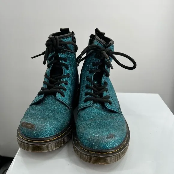 Dr Martens Pascal Turquoise Blue Glitter Boots US Size 2