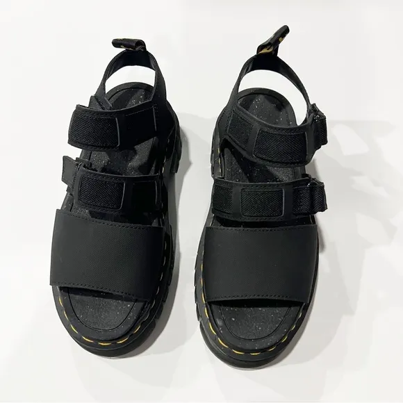 Dr. Martens Ricki Nylon 3 Strap Platform Sandal Black Size 7