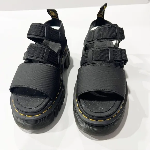 Dr. Martens Ricki Nylon 3 Strap Platform Sandal Black Size 7