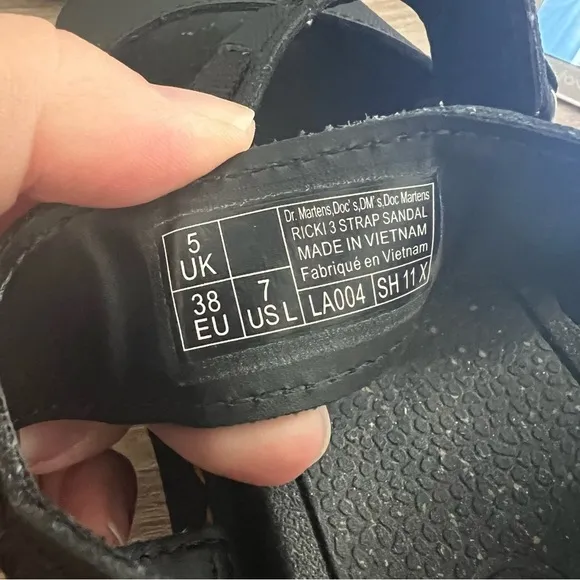 Dr. Martens Ricki Nylon 3 Strap Platform Sandal Black Size 7