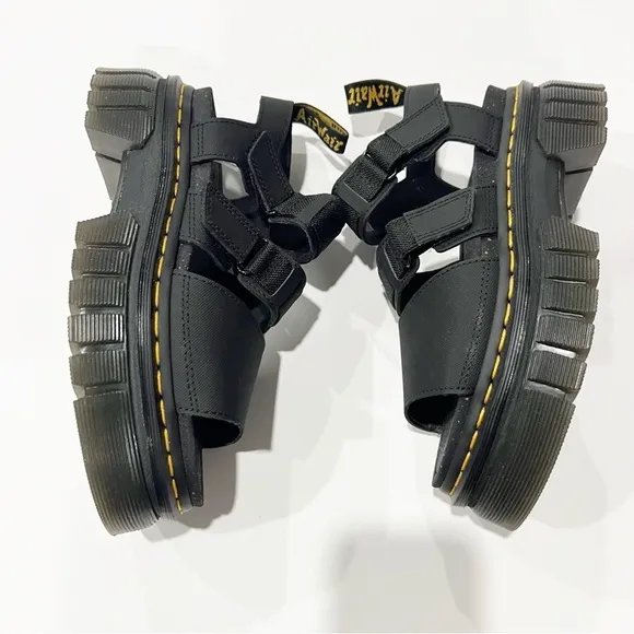 Dr. Martens Ricki Nylon 3 Strap Platform Sandal Black Size 7