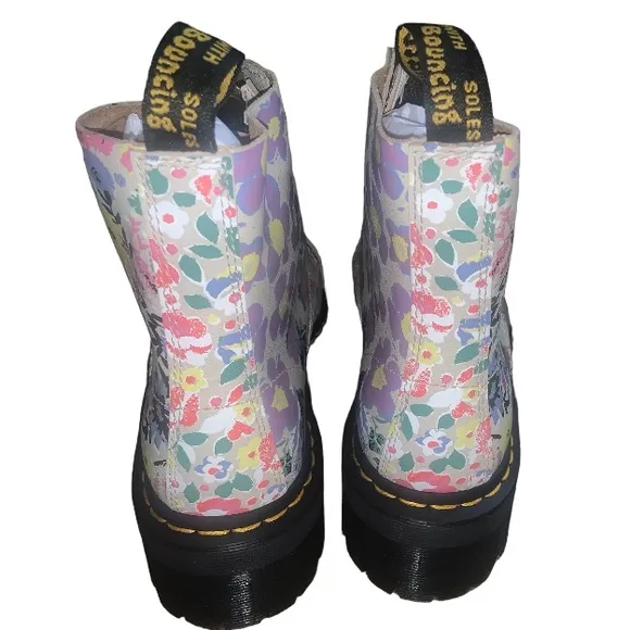 DR MARTENS SINCLAIR FLORAL MASH UP LEATHER PLATFORM SIZE 7 BOOTS