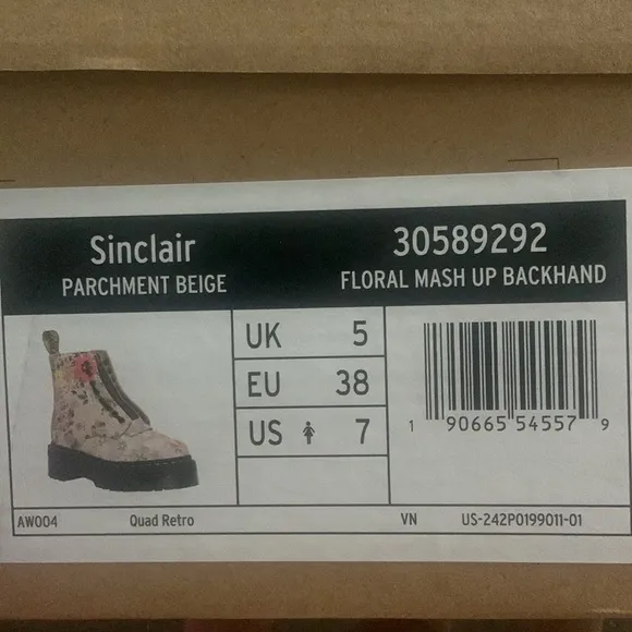 DR MARTENS SINCLAIR FLORAL MASH UP LEATHER PLATFORM SIZE 7 BOOTS