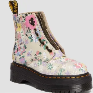 DR MARTENS SINCLAIR FLORAL MASH UP LEATHER PLATFORM SIZE 7 BOOTS