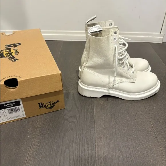 Dr. Martens White Leather Boots