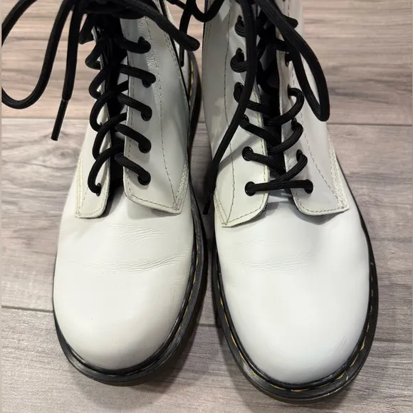 Dr. Martens White Leather Lace Up Boots
