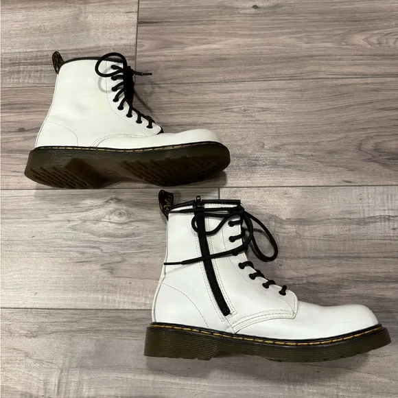 Dr. Martens White Leather Lace Up Boots