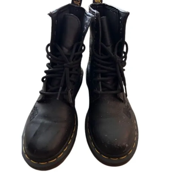 Dr Martens Women's 1460 Vonda Mono Boot Size 36 (5US) Black Embroidered Flowers