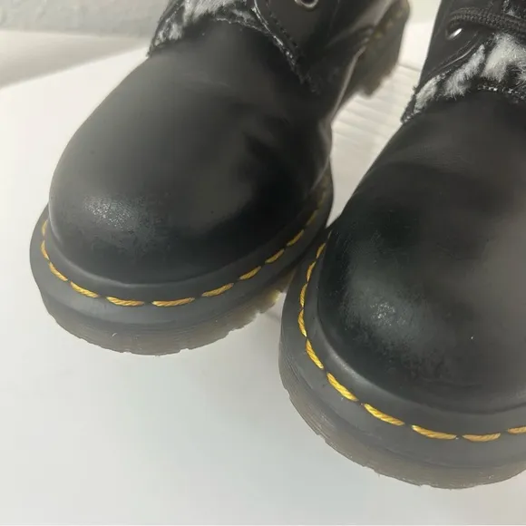 DR MARTENS Women’s Leather Serena 1460 Faux Fur Combat Boots Air Wair Black 7US