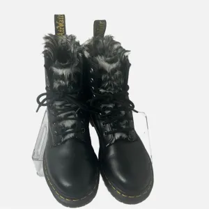 DR MARTENS Women’s Leather Serena 1460 Faux Fur Combat Boots Air Wair Black 7US