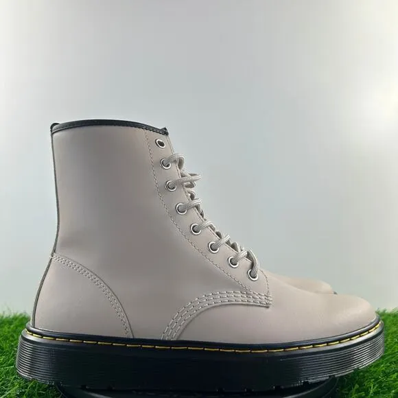Dr Martens Zavala Women Size 7 Taupe Leather Combat Boots NEW