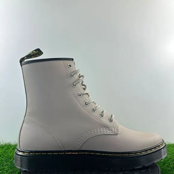 Dr Martens Zavala Women Size 7 Taupe Leather Combat Boots NEW