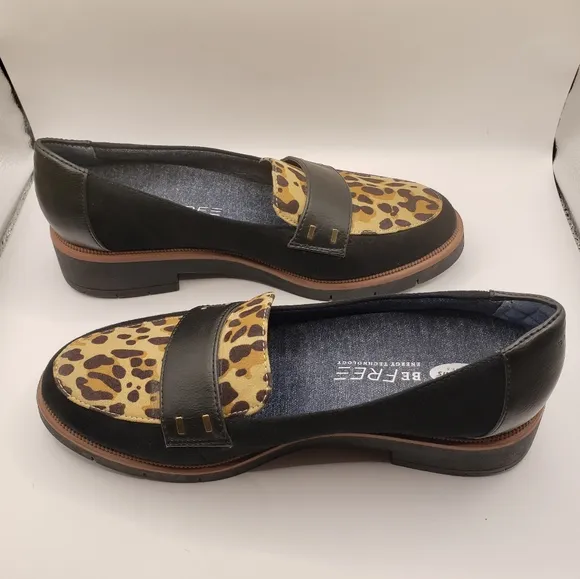 Dr. Scholl's NWOT Grow Up Black and Leopard Loafer Size 6.5