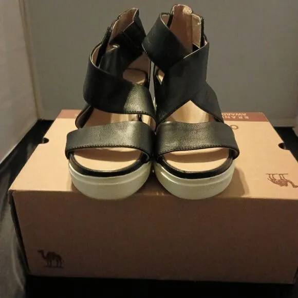 💯🔥DR. SCHOLL'S ORIGINAL SCOUT HIGH WEDGE SANDALS, WOMEN'S SIZE 8M, BLACK🔥
