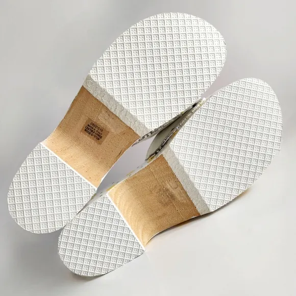 Dr. Scholl's Painted Flowers Wood Sandals W/ White Uppers Made In Italy, Size 10