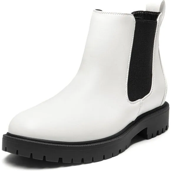 DREAM PAIRS Women's Low Heel Chelsea Ankle Boots Fashion Slip On Elastic Fall