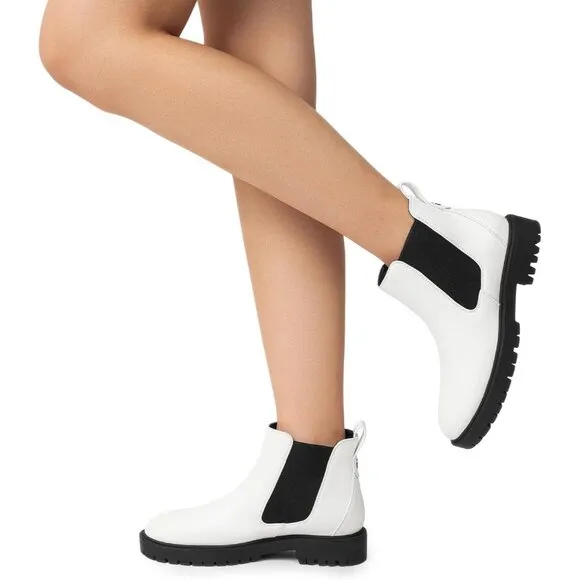 DREAM PAIRS Women's Low Heel Chelsea Ankle Boots Fashion Slip On Elastic Fall
