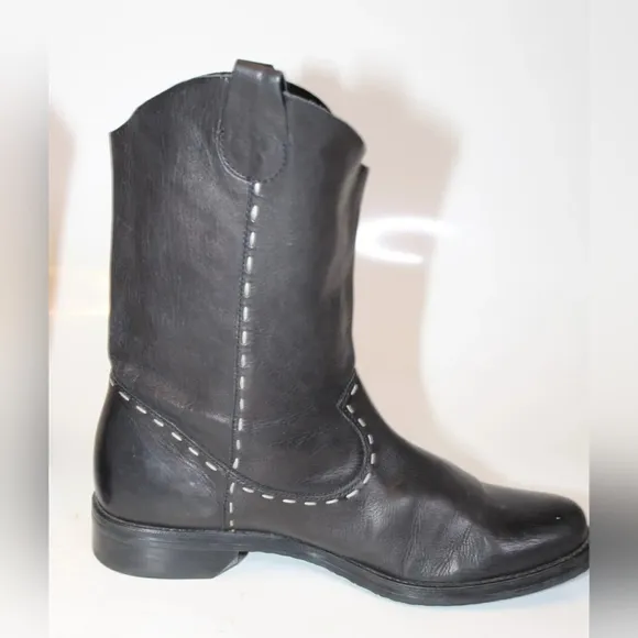 Dresselman Womens 39 9 Black Leather Top Stitched Western Cowboy Boots ♥️😍