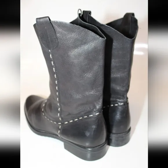 Dresselman Womens 39 9 Black Leather Top Stitched Western Cowboy Boots ♥️😍