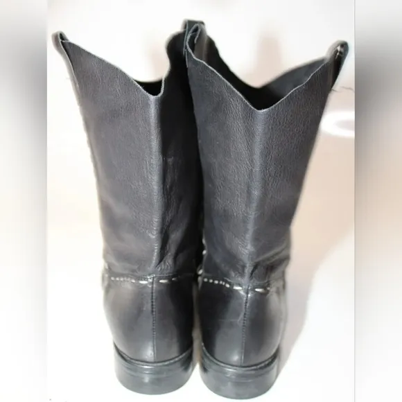 Dresselman Womens 39 9 Black Leather Top Stitched Western Cowboy Boots ♥️😍