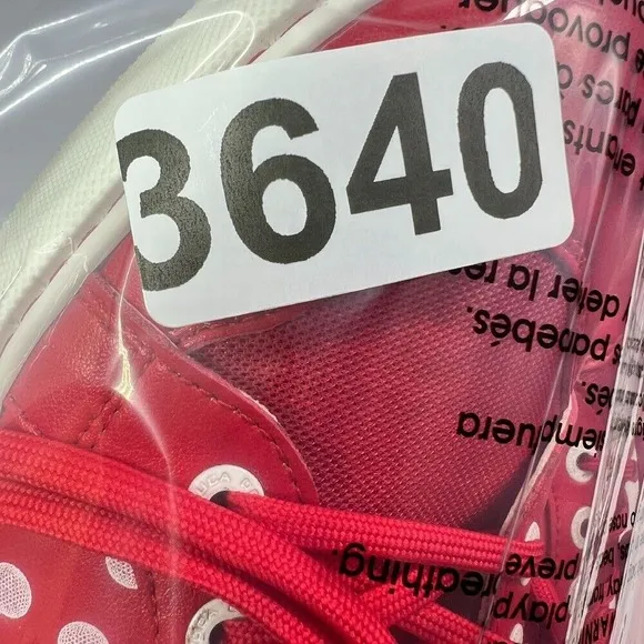 Duca Del Cosma Leather Sneakers Polka‎ Dot Casual Shoes Red White Size