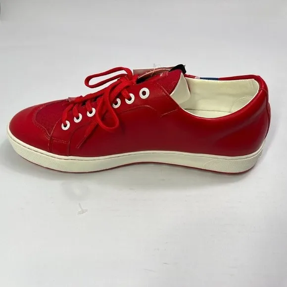 Duca Del Cosma Leather Sneakers Polka‎ Dot Casual Shoes Red White Size