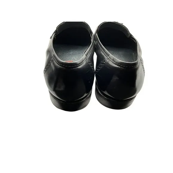 Duccio Papini Vero Cuoio Mens Black Leather Tassel Loafers 10M Made In Italy