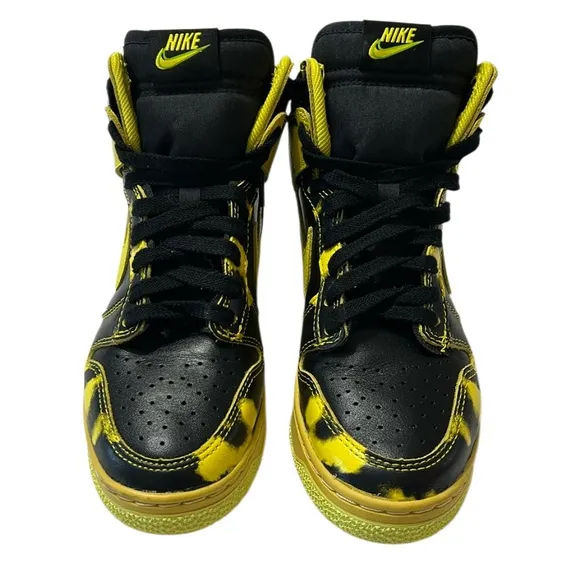 Dunk High 1985 Yellow Acid Wash Sneakers Leather Retro Basketball Sz 5.5 Mens