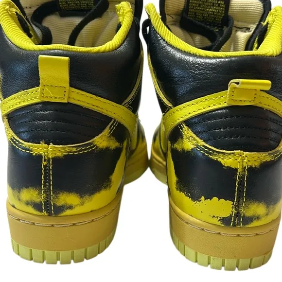 Dunk High 1985 Yellow Acid Wash Sneakers Leather Retro Basketball Sz 5.5 Mens