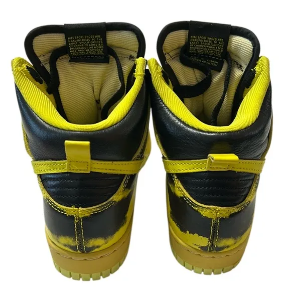 Dunk High 1985 Yellow Acid Wash Sneakers Leather Retro Basketball Sz 5.5 Mens