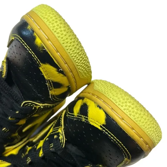 Dunk High 1985 Yellow Acid Wash Sneakers Leather Retro Basketball Sz 5.5 Mens