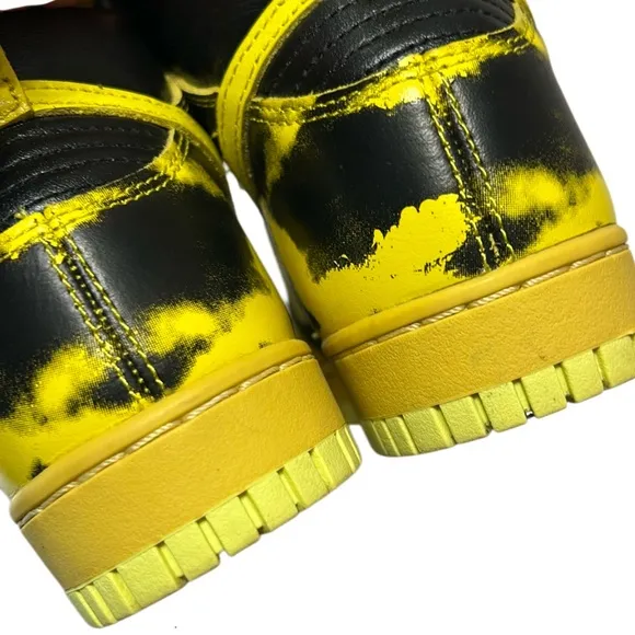 Dunk High 1985 Yellow Acid Wash Sneakers Leather Retro Basketball Sz 5.5 Mens