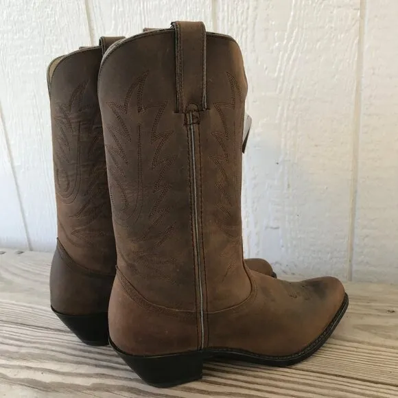 Durango Classic Womens Tan Full Grain Leather Western Boots 8.5 W RD4112