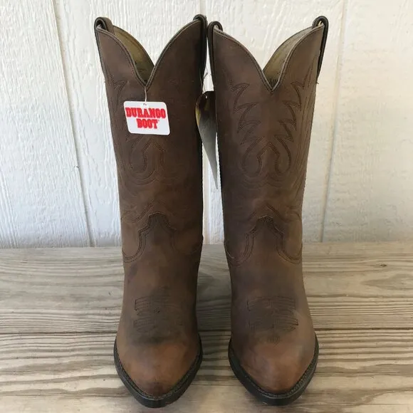 Durango Classic Womens Tan Full Grain Leather Western Boots 8.5 W RD4112