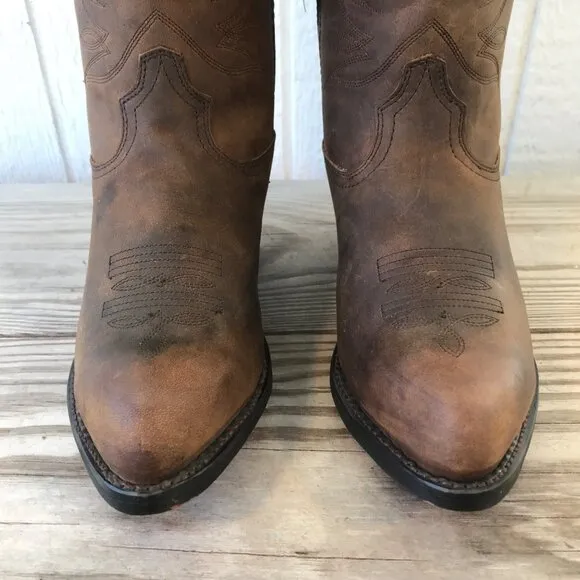 Durango Classic Womens Tan Full Grain Leather Western Boots 8.5 W RD4112