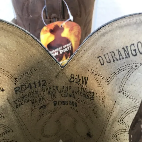 Durango Classic Womens Tan Full Grain Leather Western Boots 8.5 W RD4112