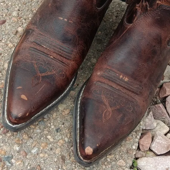 Durango Cowgirl Western Heart Cutout Brown Leather Boots Womens Sz 10