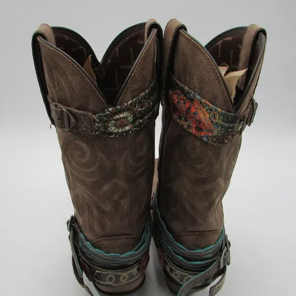 Durango Crush Accessorized Cowgirl Boots Women's 11M 12” Lifestyle Brown
