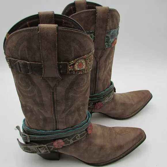 Durango Crush Accessorized Cowgirl Boots Women's 11M 12” Lifestyle Brown