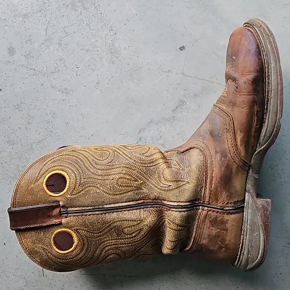Durango Rebel 12&quot; western slip on work boots brown leather 9D