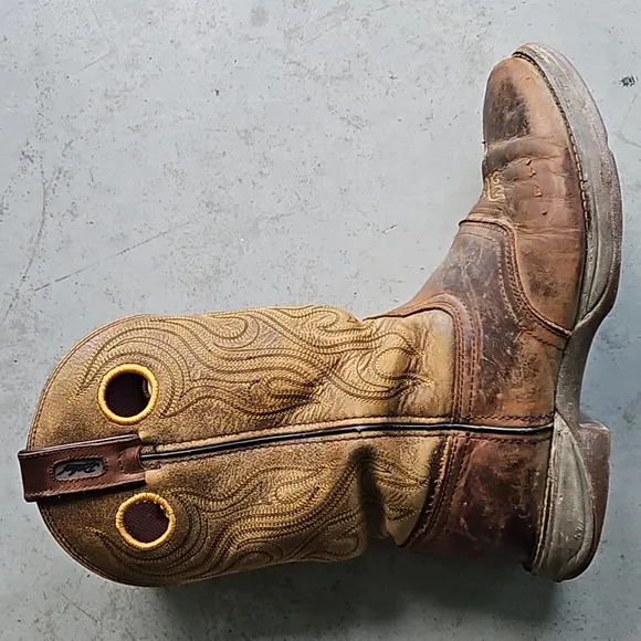 Durango Rebel 12&quot; western slip on work boots brown leather 9D