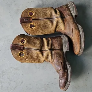 Durango Rebel 12&quot; western slip on work boots brown leather 9D
